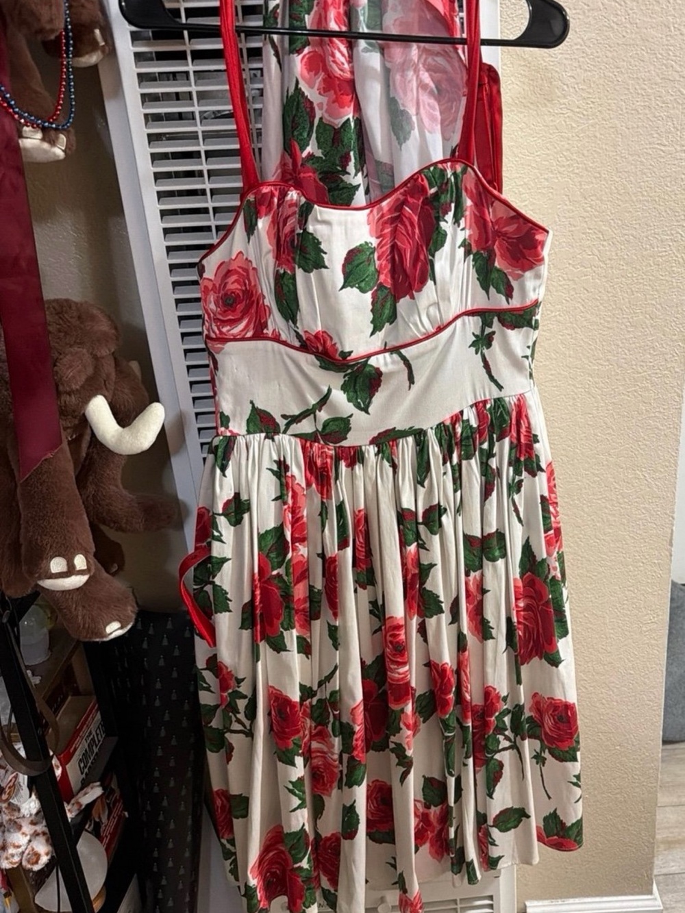 White pink and red rose dress Vixen By Micheline Pitt